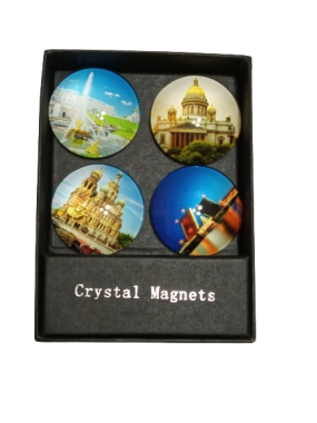 Material: Crystal glass, magnet and printed papers